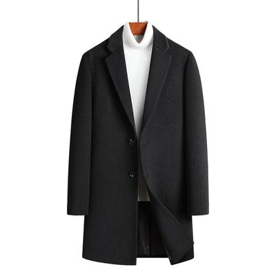 Autumn and Winter Men's Woolen Coat Medium and Long Cotton Thickened Woolen Coat Men's Trench Coat