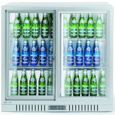 Bar Refrigerator with 2 Sliding Doors LED 150 L 160 W 90x52x84 Cm - Silver