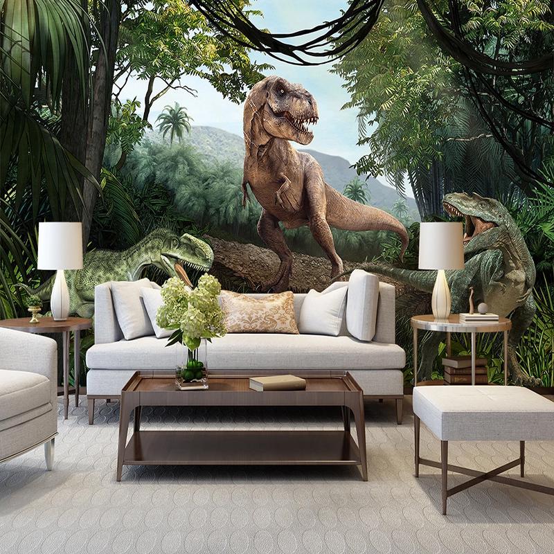 Any Size Mural Wallpaper 3D Stereo Dinosaur Forest Wall Mural Children's Bedroom Creative Home Improvement Photo Mural