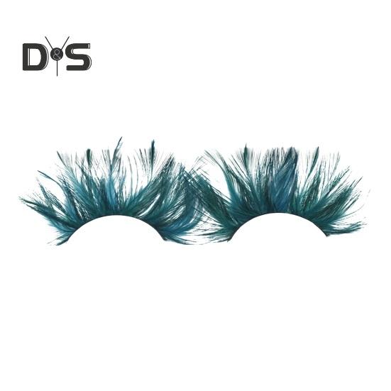 

1 пара 3D искусственных перьевых ресниц натурального и плотного зеленого цвета, наращивание накладных ресниц, преувеличенное искусство, вечерний макияж, накладные ресницы для Хэллоуина зелёный