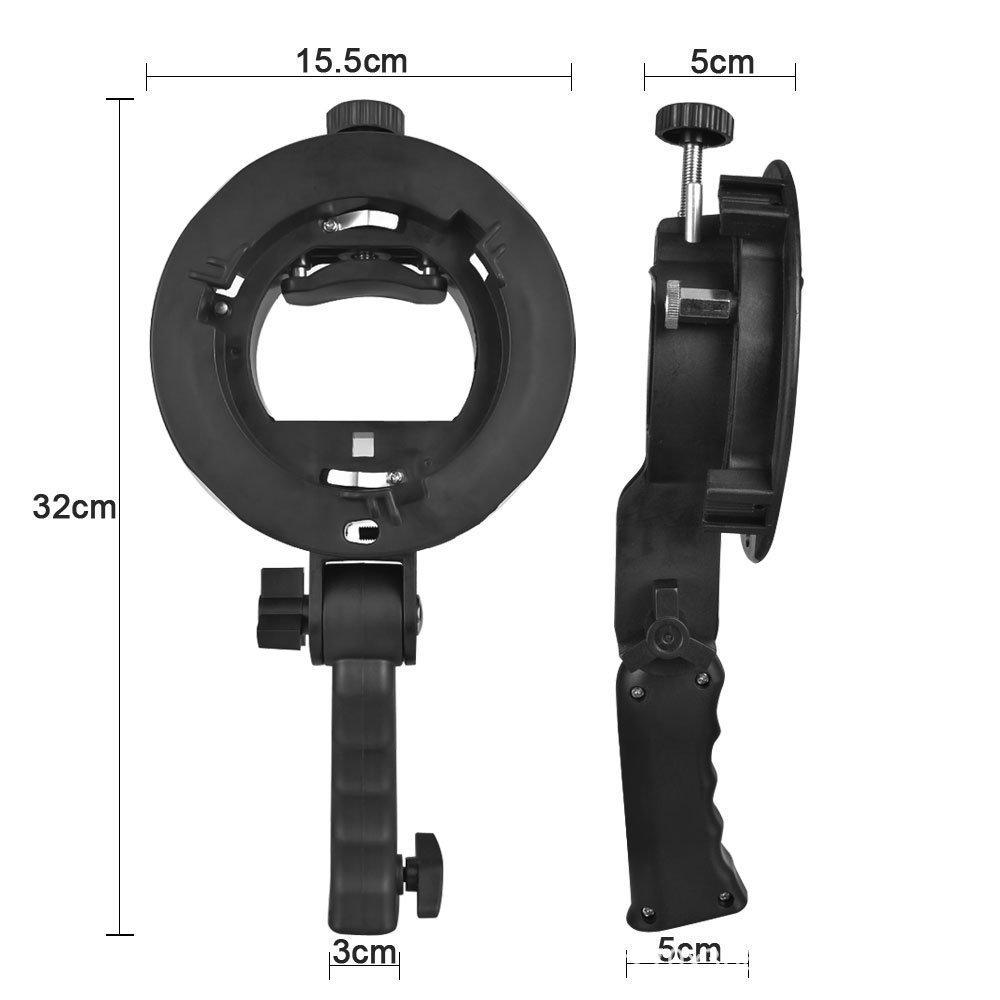 S-Type Clamp Flash Bracket with Bowens Mount and Umbrella Hole