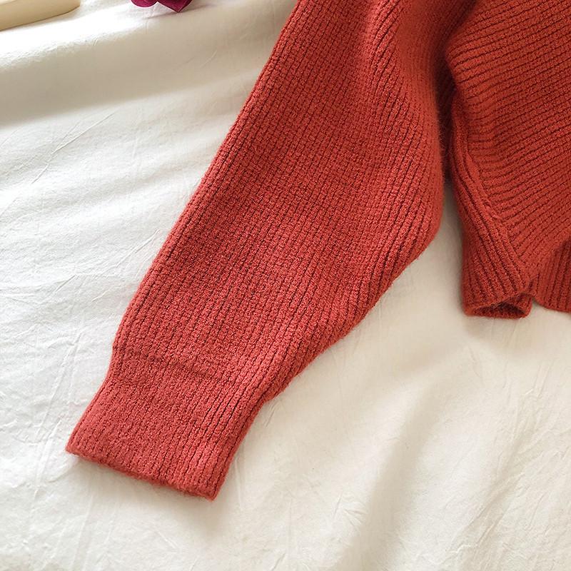 Women's Autumn/Winter 2021 Crossed Knit Short Sweater - Retro High Waist Loose Pullover.