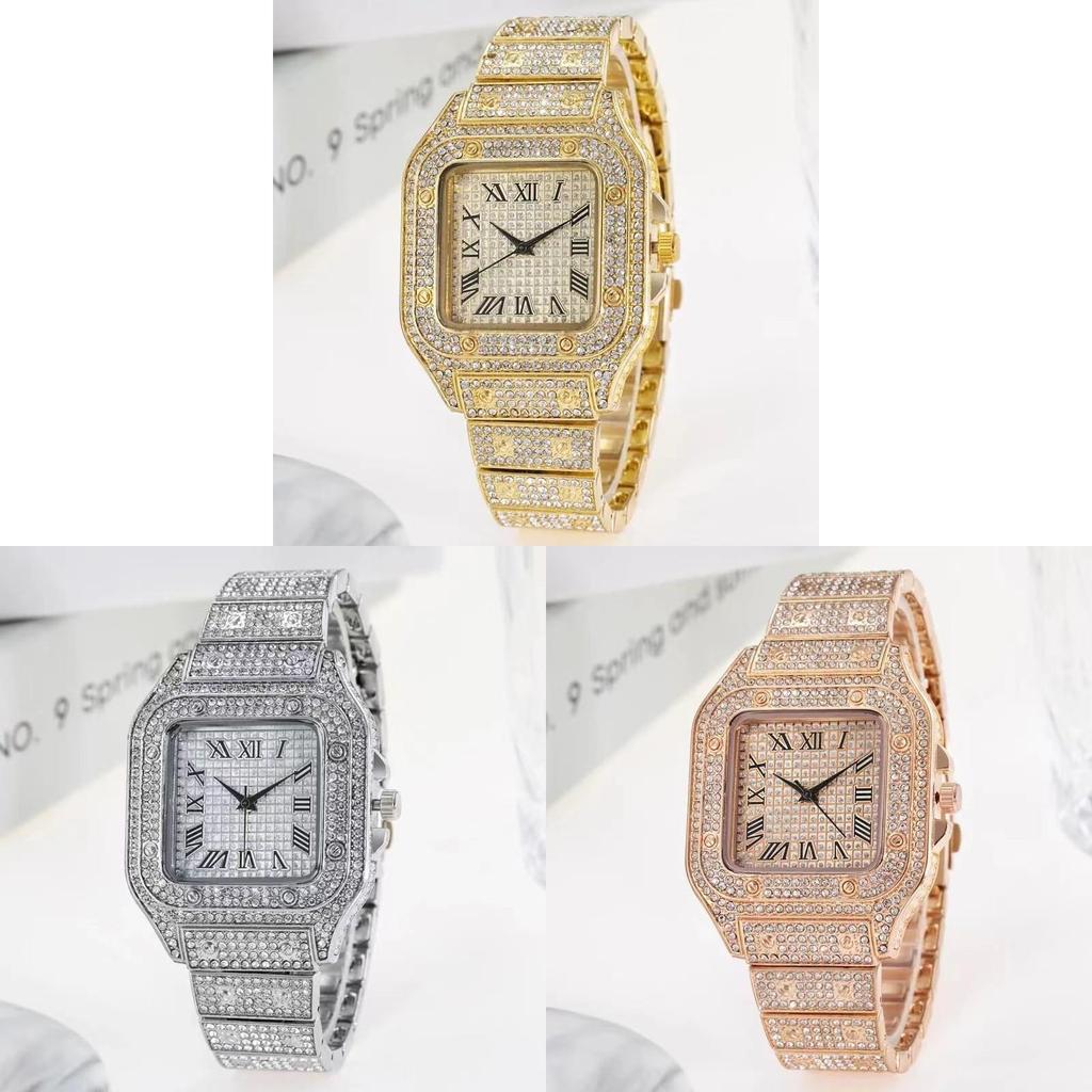 Modern Mens Square Watch With Diamond Inlay And Quartz Movement For Fashionable Office Wear