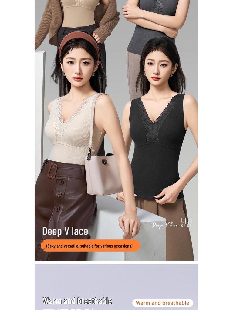 Women's Seamless Slimming Mulberry Silk-Cashmere Top with Breast Pads - Original 2025 Autumn/Winter Collection