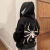 Zip Up Spider Print Hoodies Oversized Sweatshirt Coat Fashion Men Streetwear Hoodies  Female