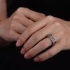 HX Silver Men's Ring Retro Square Round Pangu Trend Personality Domineering Handmade Ring Jewelry Accessories