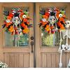 Halloween Skull Wreath Gothic Garland Creepy Decor Pendant For Front Door,Porch,Window, Indoor Outdoor Home Halloween Decor