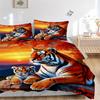 3pcs Tiger Print Bedding Set - 1 Duvet Cover + 2 Pillowcases(Core Not Included), Machine Washable Polyester, All-Season Comfort, Bedroom Dec