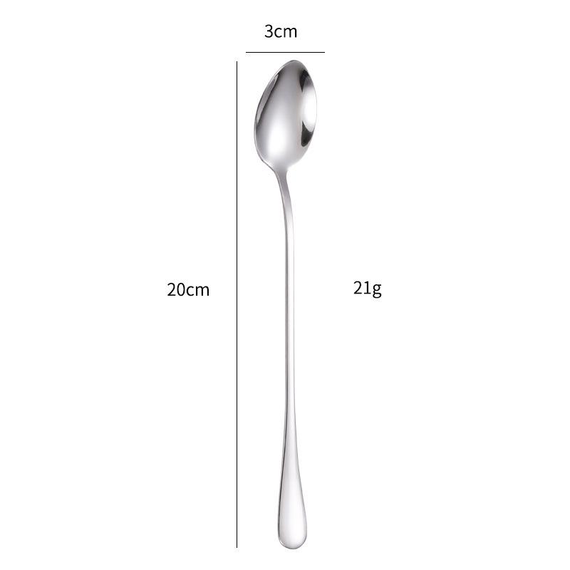 Stainless Steel Long Handle Dessert Spoon for Ice Cream and Coffee