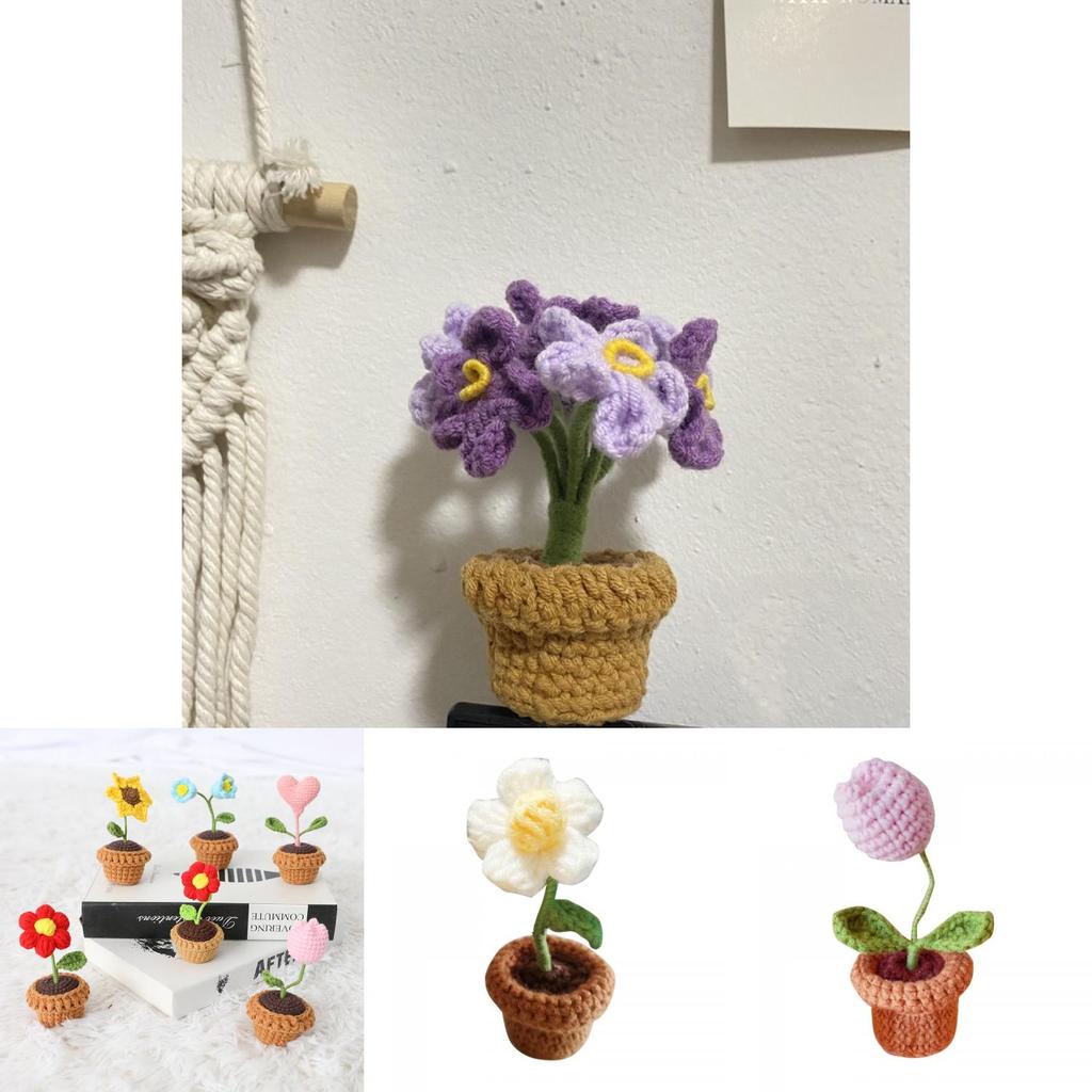 DIY Handgemachte Gestrickte Blume Topfpflanze Florale Kunst Dekoration