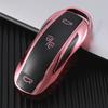 TPU Smart Car Key Cover Fodral Fob för Tesla Model S Model 3 Model Y Key Shell Väska Hållare Tillbehör Skydd