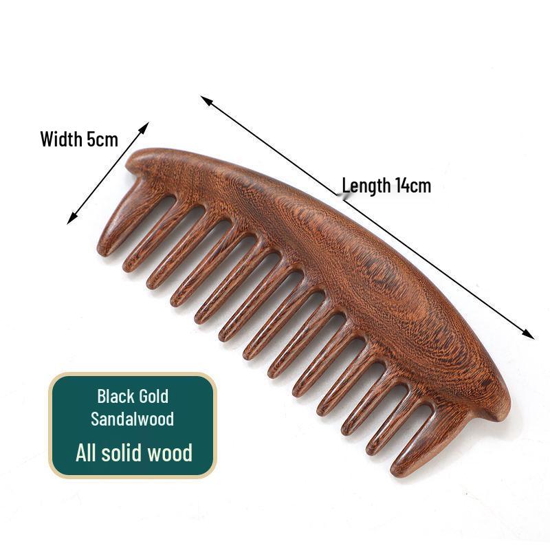 

Чорне Золото Сандалове дерево Гребінець з довгою ручкою з різьбою - Потовщений Широкозубий Перукарський Подарунковий Гребінець