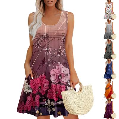 Womens Summer Dresses Loose  Sleeveless Sundresses Dress With Pockets