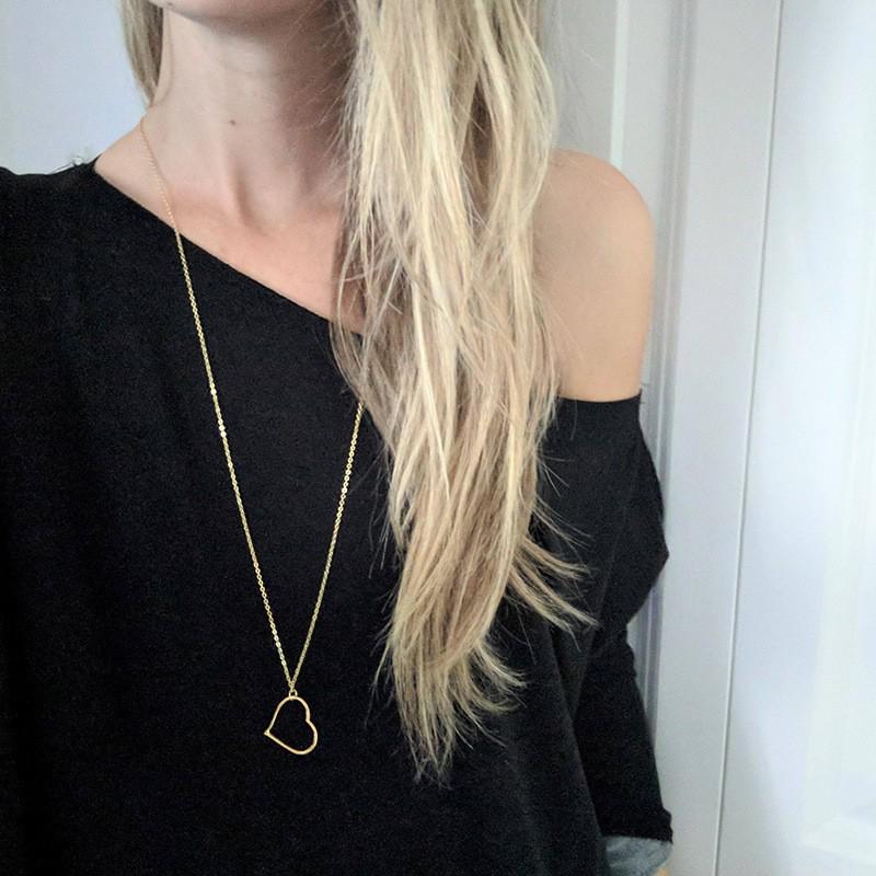 European & American Style Sexy Hollow Heart Long Necklace золотой