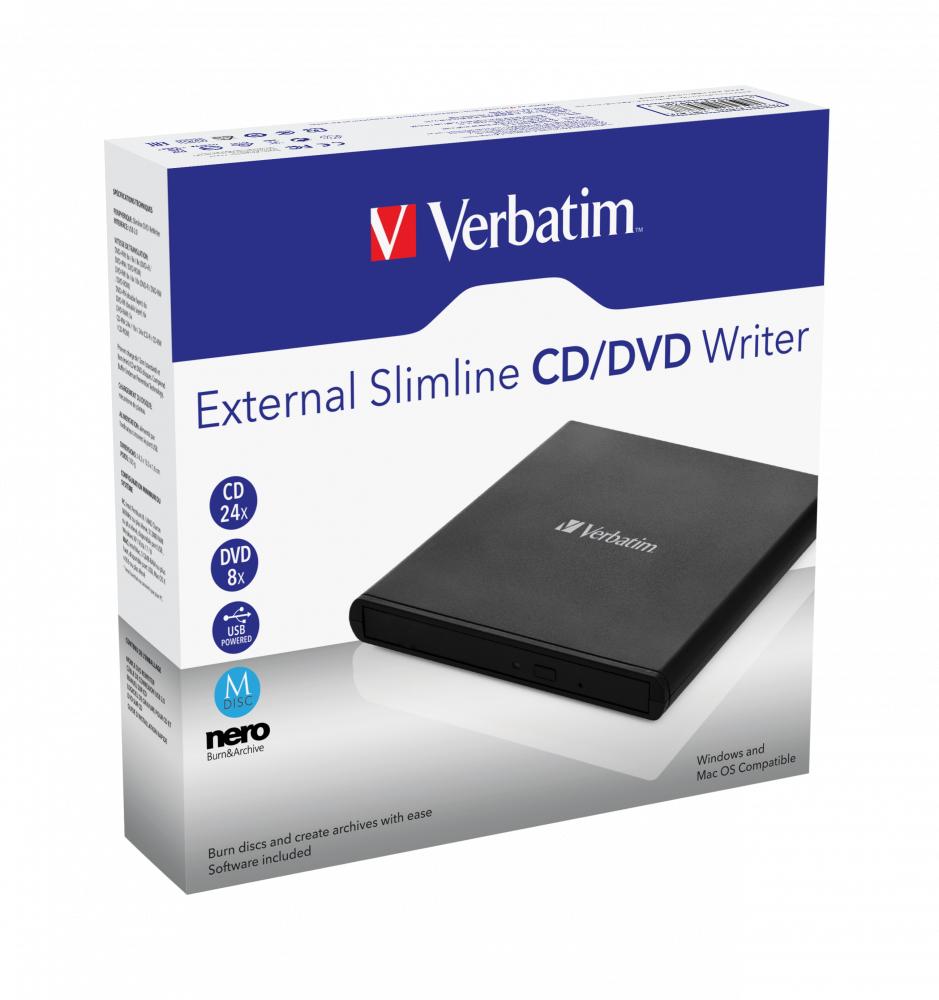Nagrywarka zewnętrzna Verbatim CD/DVD RW USB 2.0 SLIM LIGHT