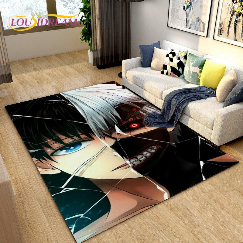 Tokyo Ghoul Japan Anime Cartoon Area Rug,Carpet Rug for Living Room Bedroom Sofa Doormat Decoration, Kid Play Non-slip Floor Mat