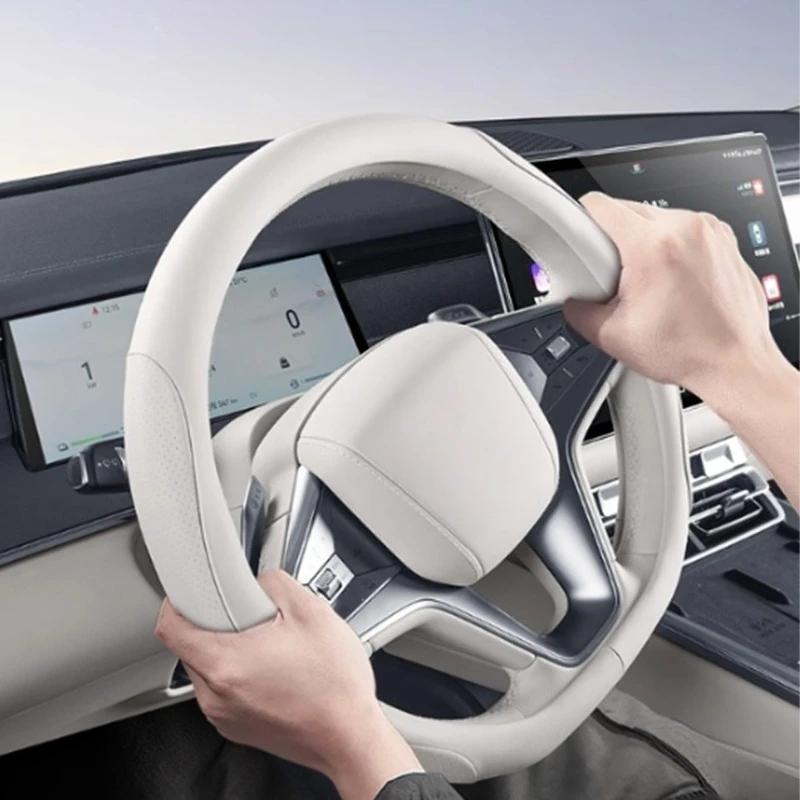 Interior Accessories Car Steering Wheel Cover For BYD Han EV- Anti-slip Sweat-absorbing Perforated Breathable Interior Accessory