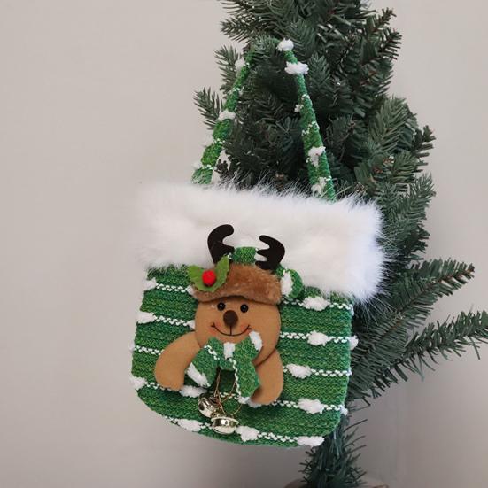 Plush Christmas Small Gift Bag 3D Snowman Santa Doll Fruit Candy Bag Christmas Eve New Year Tote Bag for Xmas Party Supplies