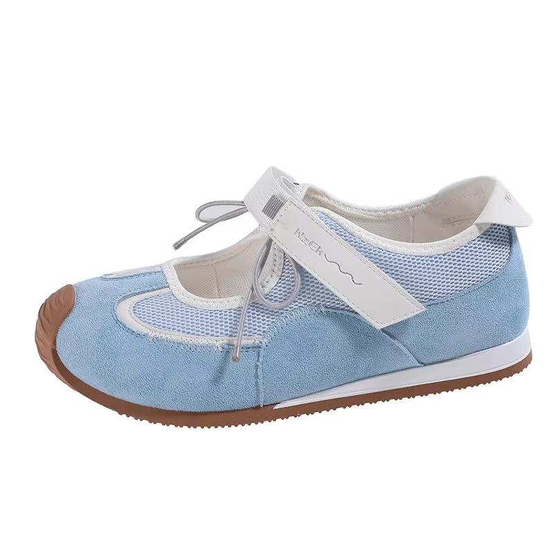 New Hollow Velcro German Training Shoes Women's Summer 2025 New Round Head Versatile Color Matching Niche Forrest Gump Tide Shoes