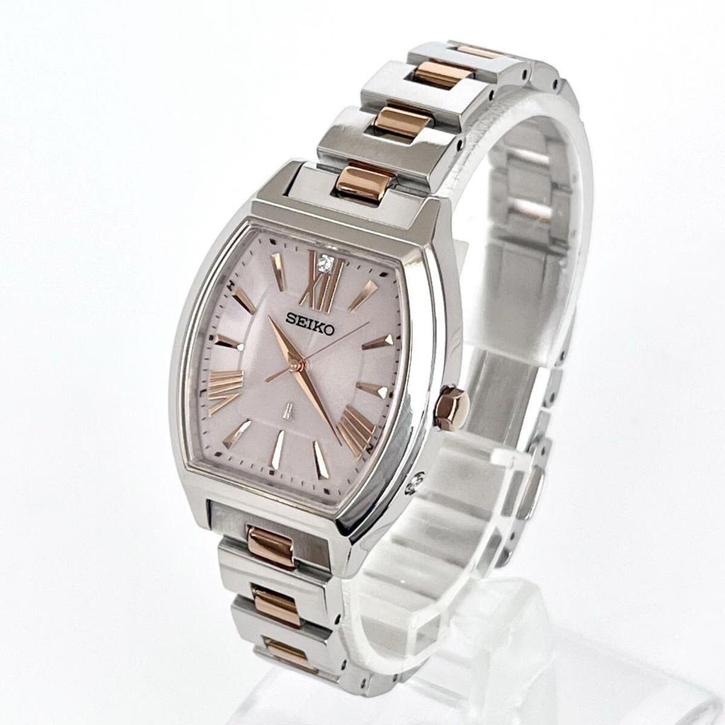 [In Operation] Polished SEIKO LUKIA Women's Watch Radio Solar Good Condition Pink Silver Dial Gold S2350
