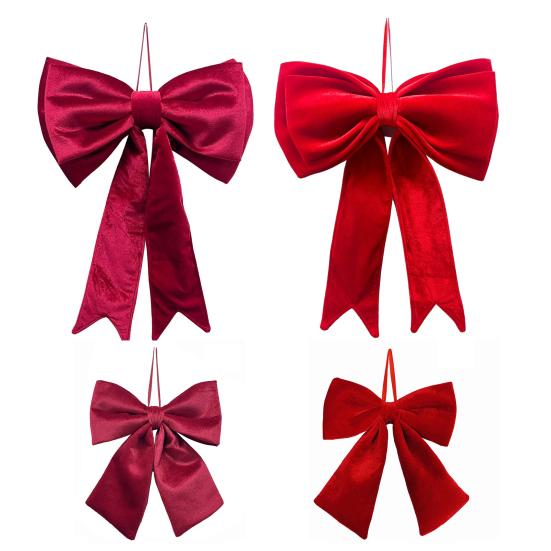 Bow Pendant Red Velvet Christmas Decoration Hanging Ornament Holiday Parties Home Office Festive Gift Party Accessory