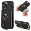 Zipper Vertical Cards Slot Ring Holder Wallet Case For iPhone 15 Pro Max 14 Plus 13 12 11 XS X XR 7 8 SE 2026 Cover Purse Cover