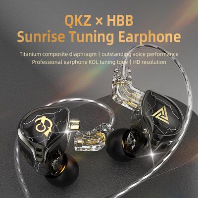 QKZ X HBB 10mm Titanium-Coated Diaphragm HiFi In Ear Monitor Earphones Semi-open Cavity CNC Aluminum Alloy Faceplate With Microphone