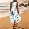 Ärmelloses Sommerkleid mit Blumenprint für Damen, Rundhalsausschnitt, unregelmäßiger Saum, mittellang, leicht, bequem