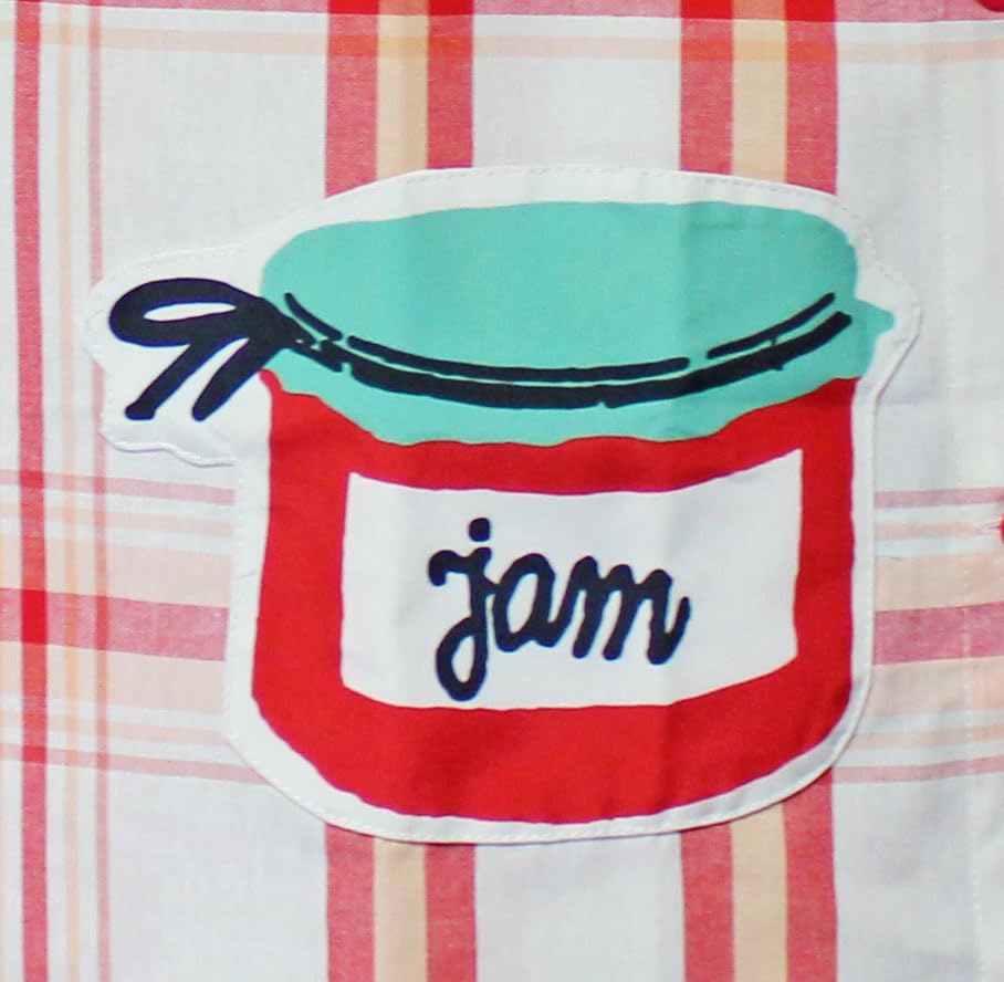 Dyna Works Moomin Love Side Two for Nursery Teachers Orange Apron, "I Moomin" Series, Buttons, Pockets, (Stinky Check, Red)