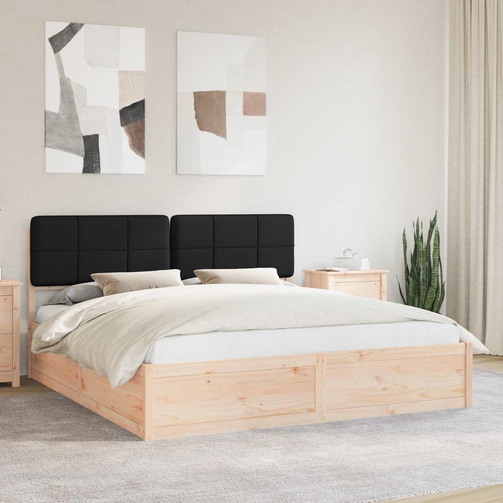 Bed Frame with Upholstered Headboard Black 200 x 200 cm