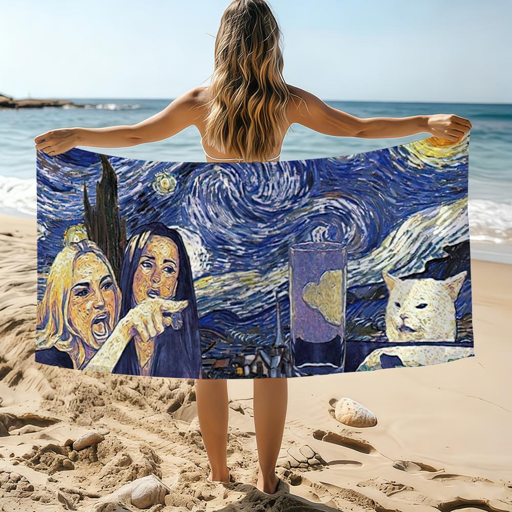 

Zoo V-Van G-Gogh The S-Starry N-Night Towel Beach Towel Oversized Quick Dry Towel Absorbent Soft Swim BeachTowels for Men Women W30*H60(CM)