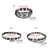 Women Men Cool Punk Choker Necklaces Bracelet Gothic Butterfly Pendant Biker Choker PU Leather Collar Sexy Jewelry Gift
