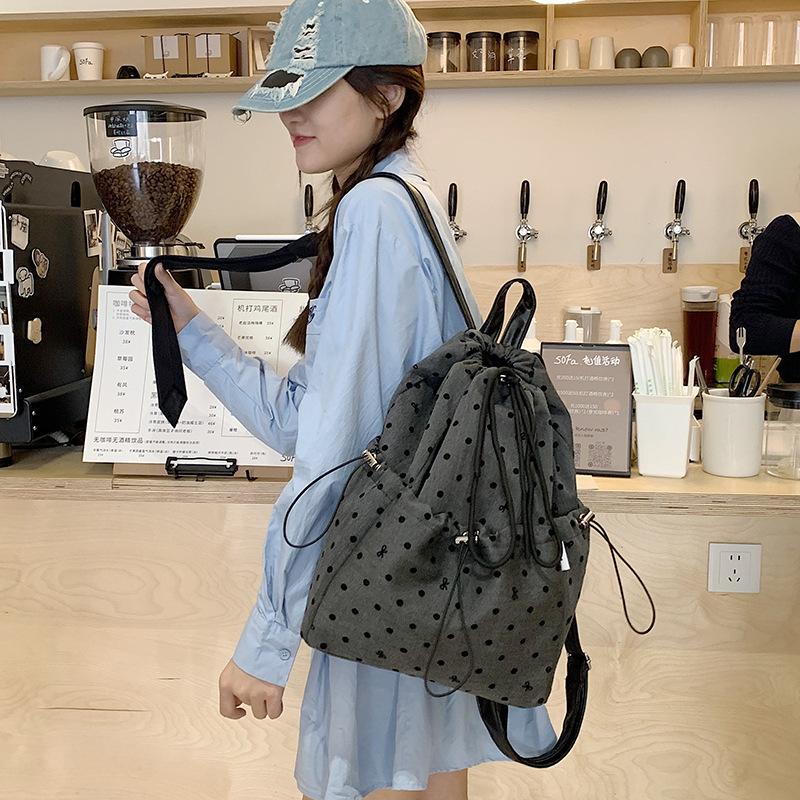 Schoolbag high-value schoolbag niche polka dot backpack girl college student with cute simple bag versatile backpack tide