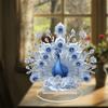 Animal Series White and Blue Peacock Open Screen Desktop Ornament Home Living Room Study Ornament