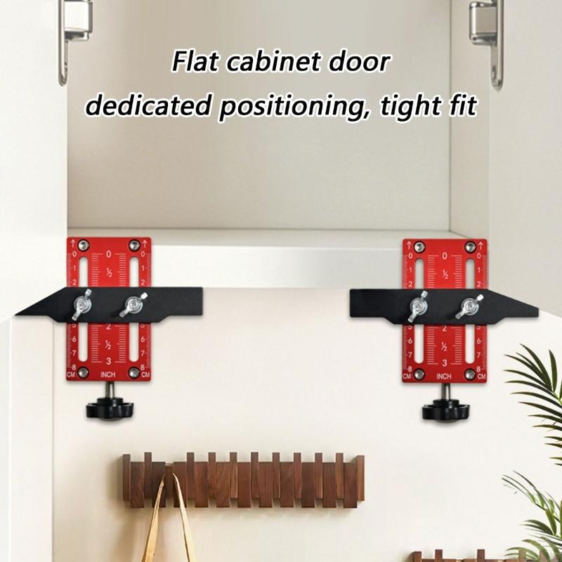 Cabinet Door Installation Jig With Adjustable Aluminum Handle For Precises Positioning And Easy Mounting M4YD