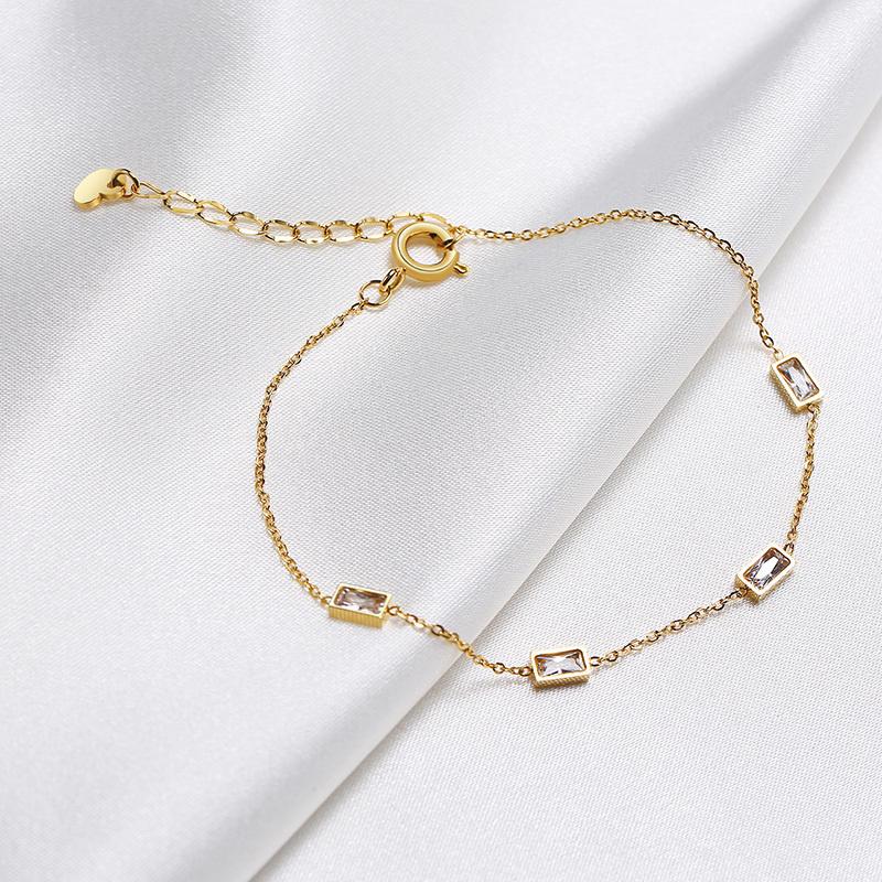 Vnox Elegant Women's Thin Chain Bracelets, Bling CZ Stone Charms Wristband Temperament Jewelry,Length Adjustable