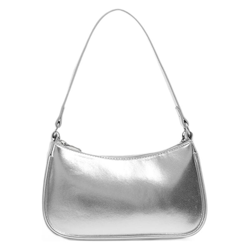 Niche design fashion sense silver bag women's new underarm handbag simple and versatile hand bag