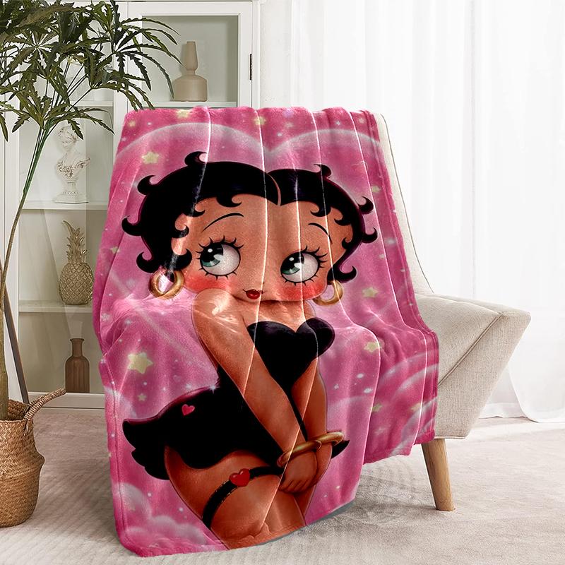 Betty Boop Print Blanket - Soft & Comfortable, for Bedroom, Travel, Sofa, Home Decoration - Birthday Christmas Gift for Friend