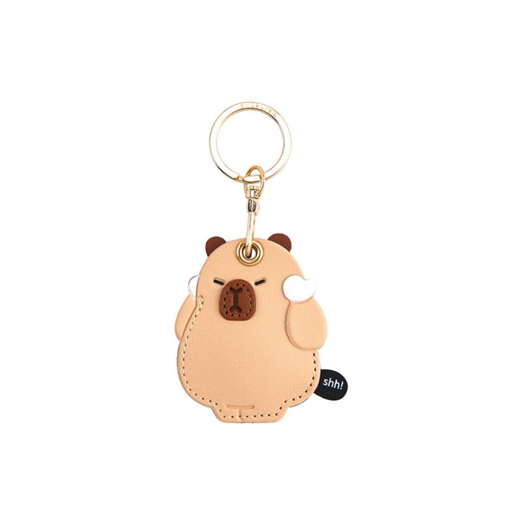 Kitten Access Card Case Capybara Cartoon Keyring Pendant Leather Card Holder Keychain  Ornament