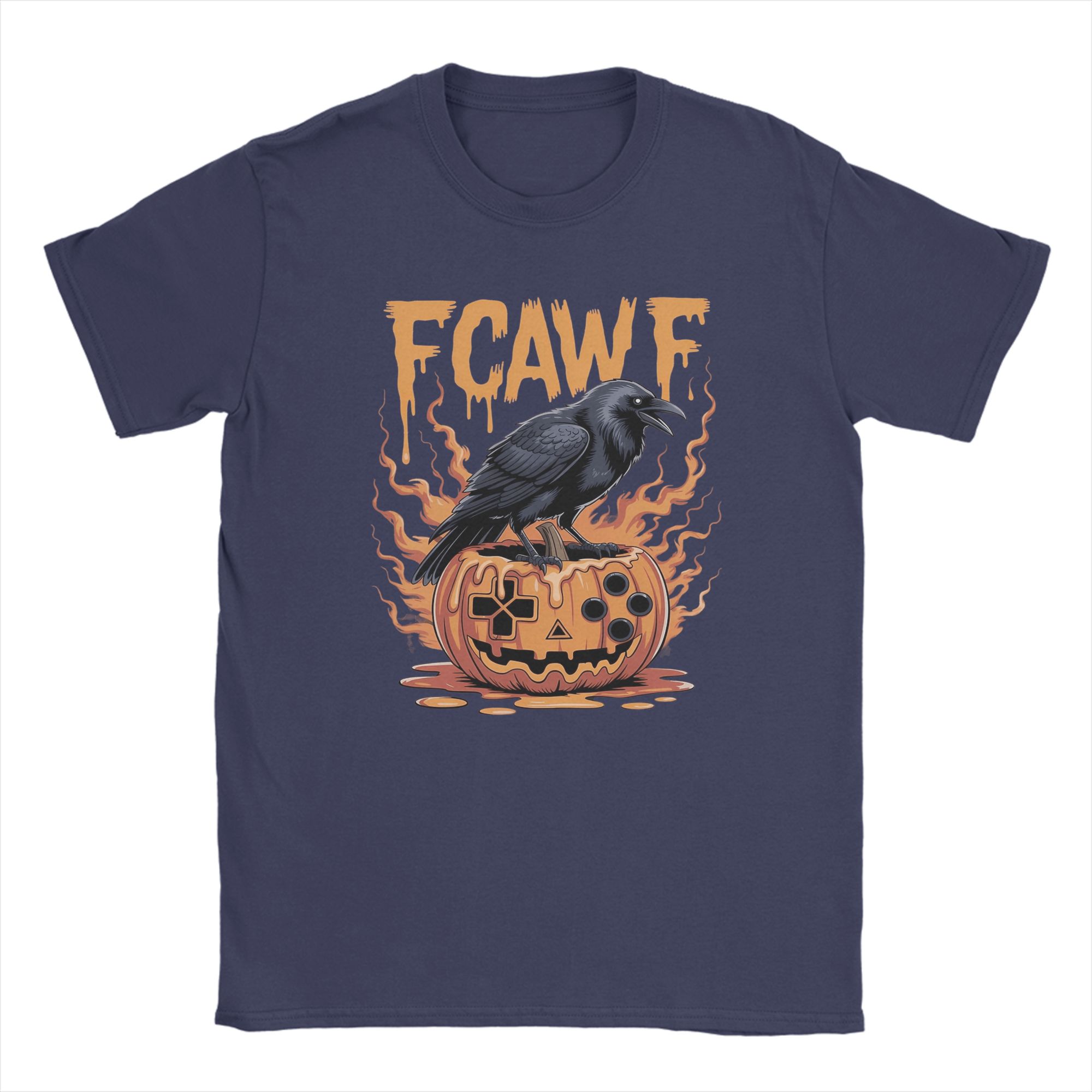 

Halloween Gamer Pumpkin F Caw F Crow Raven Bird T Shirt Beach Trendy T-Shirts Men Cotton O Neck Oversized Streetwear Tshirt 4XL