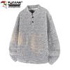 TUCANO Men's Textured Henry Collar Long Sleeve T-Shirt