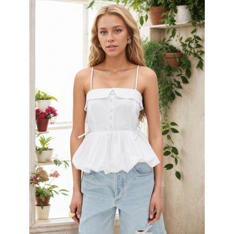 

Новые летние и осенние женские топы включают модный элегантный и повседневный однотонный топ-халтер XL белый