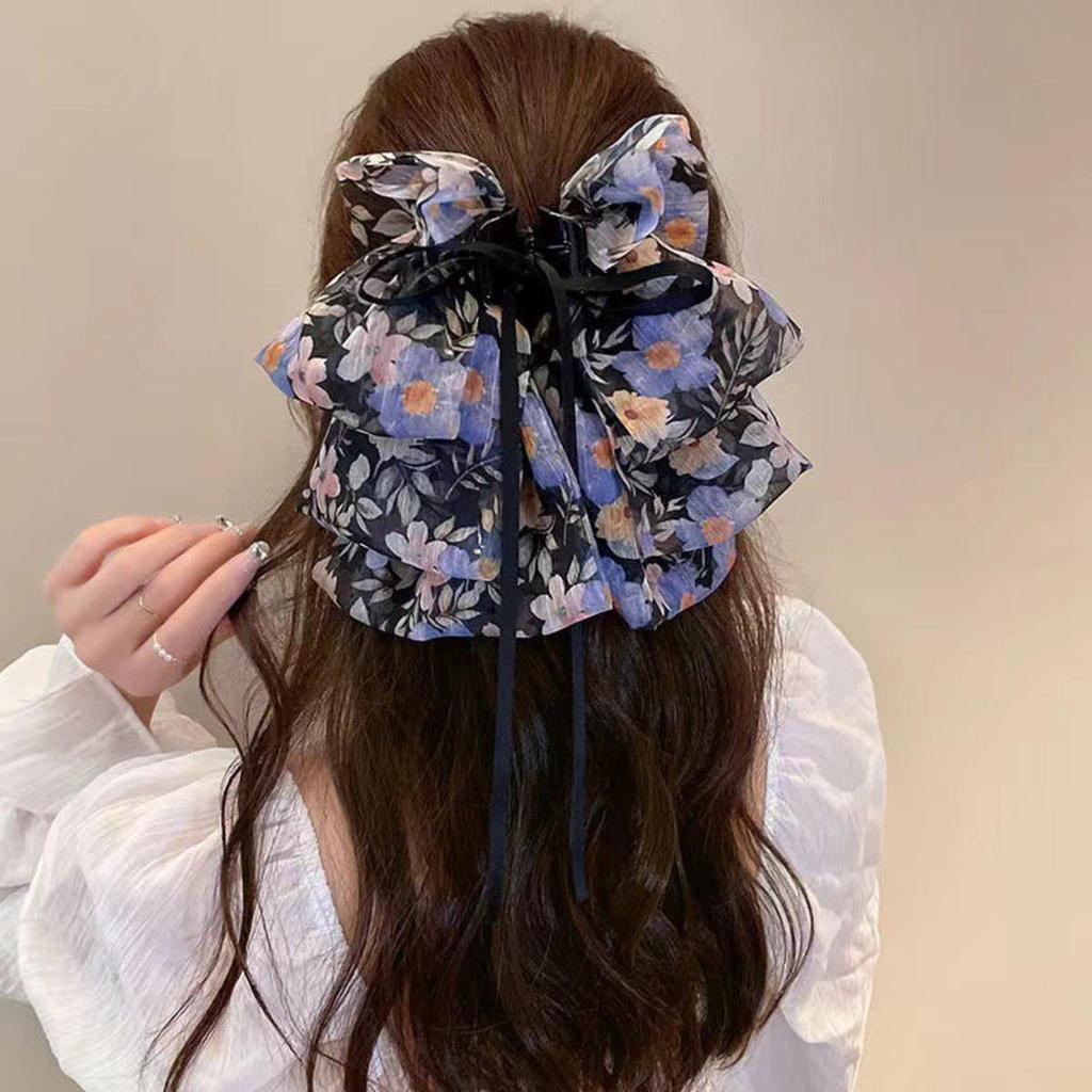 Fashion Ribbon Hair Claw Bow Hairpin for Women Girls Stain Bow Barrettes Hairpin Women Color Ponytail Clip Hair Accessories