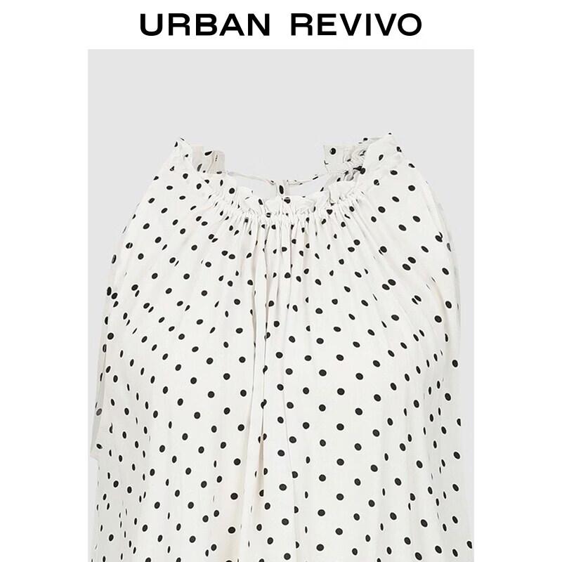 UR Women's Polka Dot Shirred Sleeveless Blouse