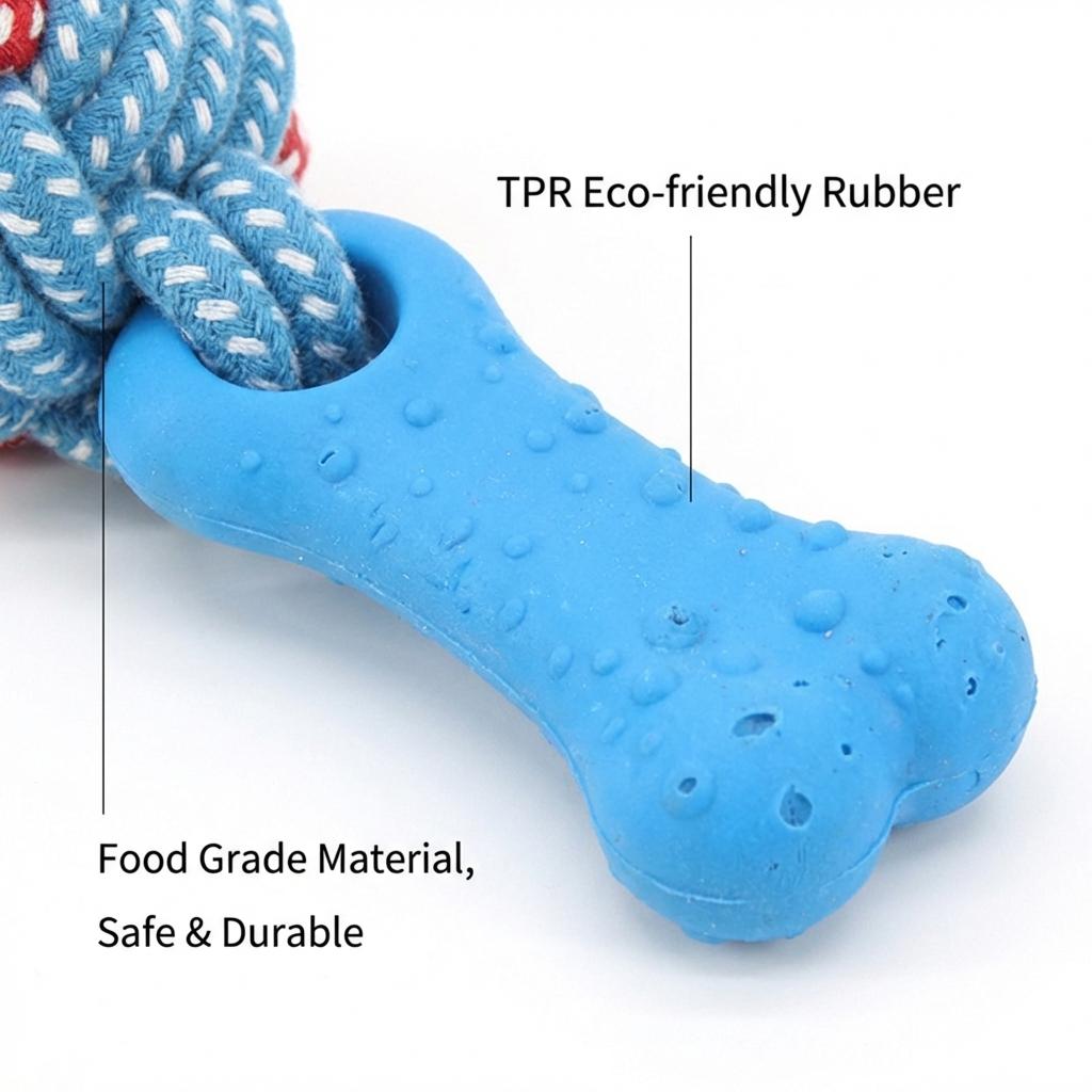 Factory Supply TPR Chew Ring and Rope Tug Dog Toy, Durable Interactive Puppy Teething Chew Aggressive Chewers