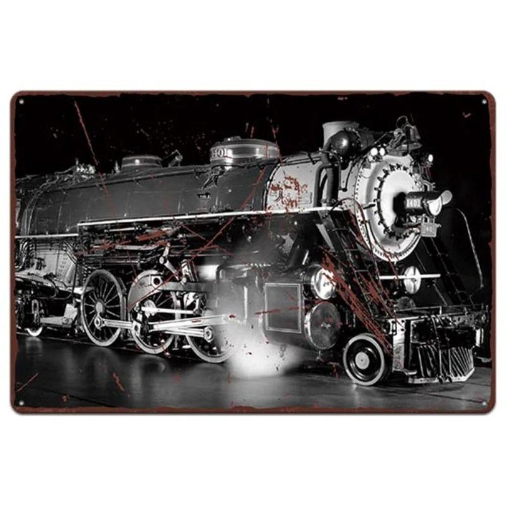 Metal Poster Classic Train Railway Landscape Wall Art Garage Home Decor