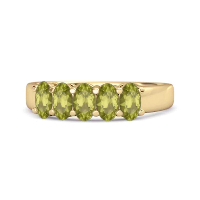 

Peridot Oval Five-Stone Ring - Sterling Silver Gold Vermeil 9.5 жовтий/золотий