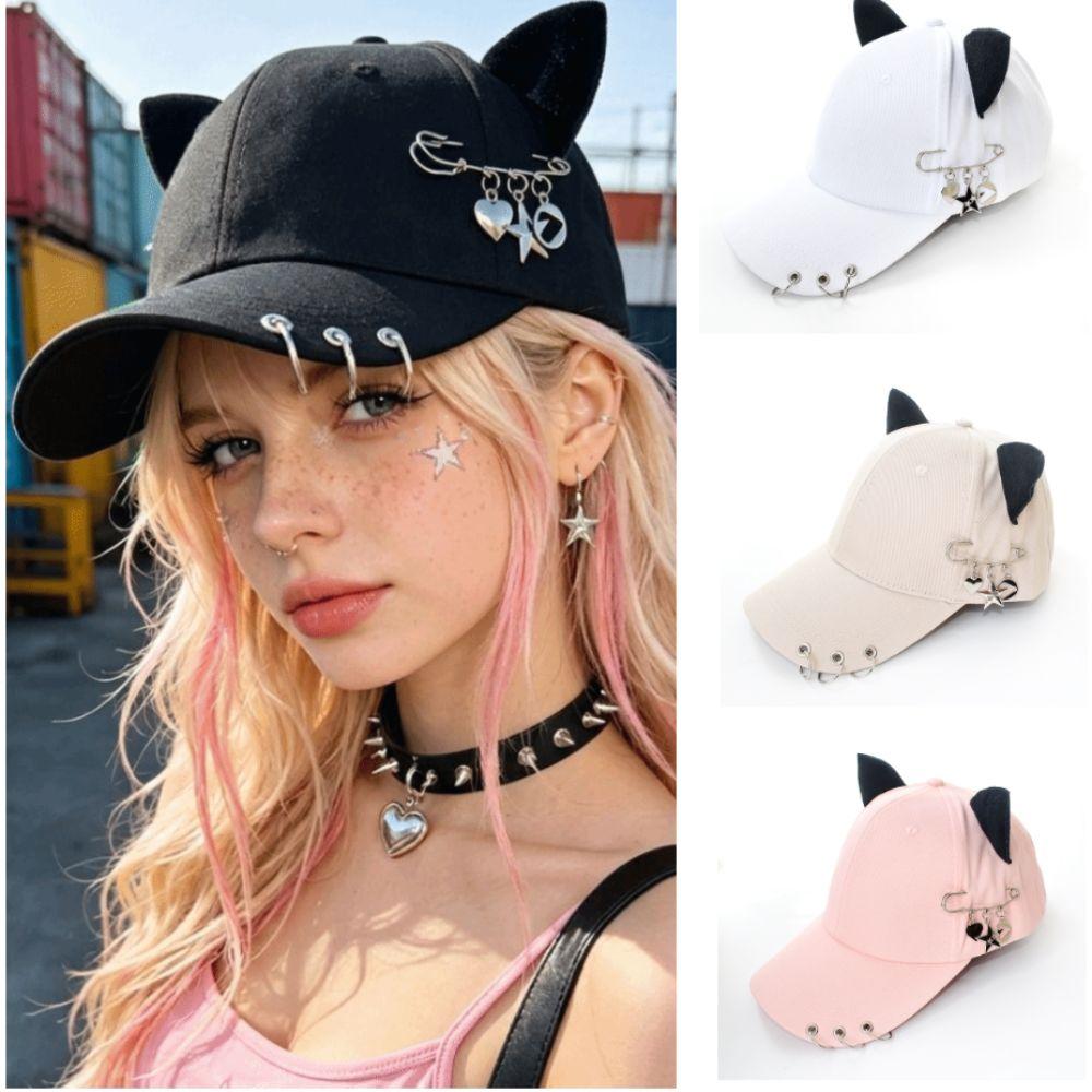 Adjustable Sunscreen Hat Cat Ear Peaked Cap Casual Baseball Caps Spring Summer