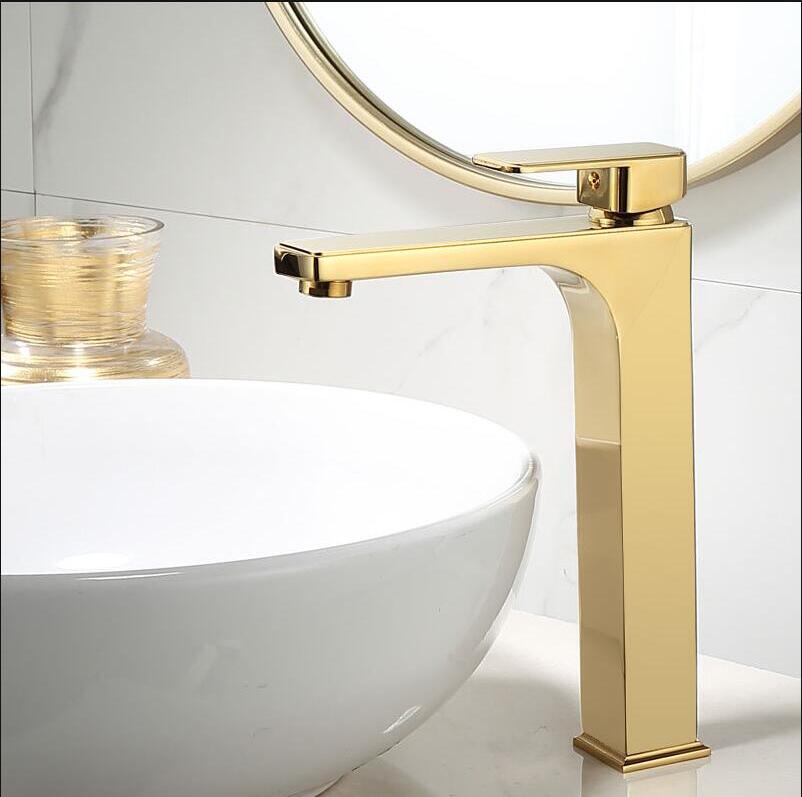 Basin Faucet Gold Bathroom Faucet Single handle Basin Mixer Tap Brass Lavotry Mixer Bathroom Sink Faucet Brass Sink Water Crane