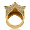 New Star Ring CZ Baguette Gold-Plated Cut Diamond Pentagram Shape Ring Hip-Hop Gold Jewelry